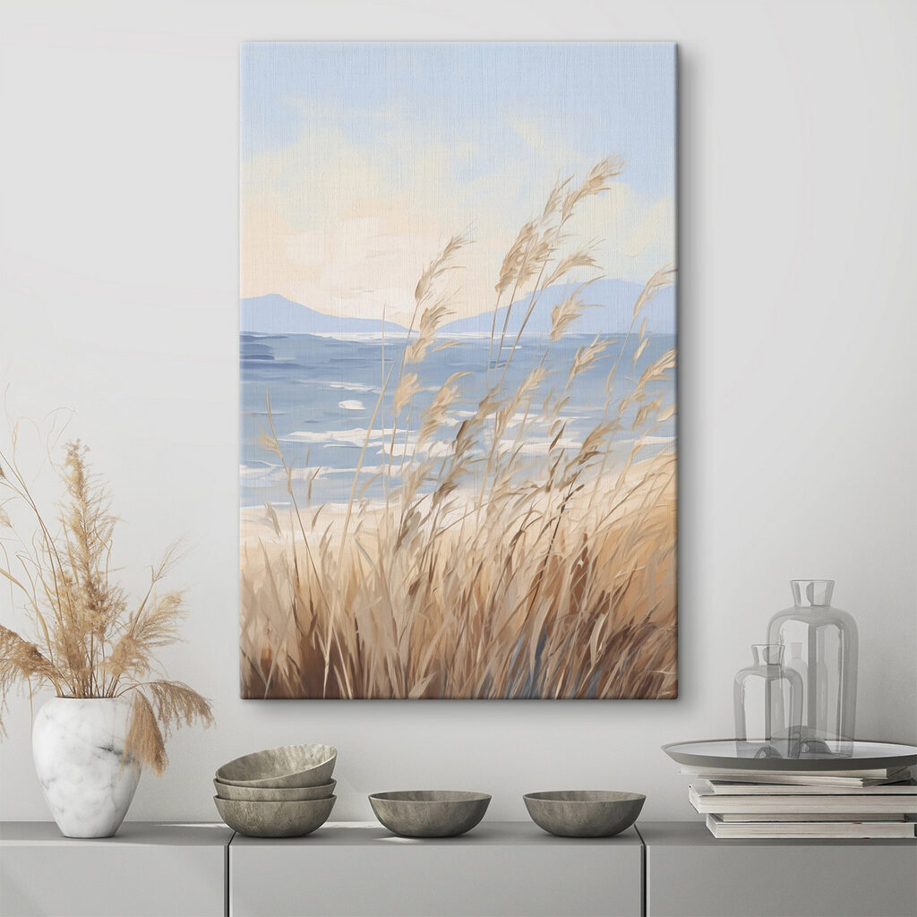 Gentle waves meet swaying grass