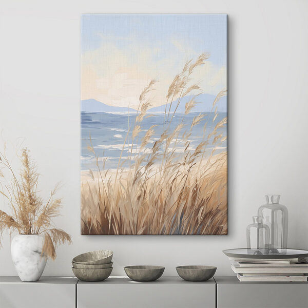 Gentle waves meet swaying grass