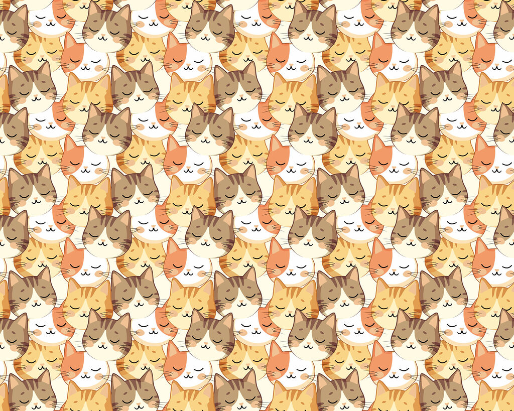 Group of cats in a row Group of cats in a row