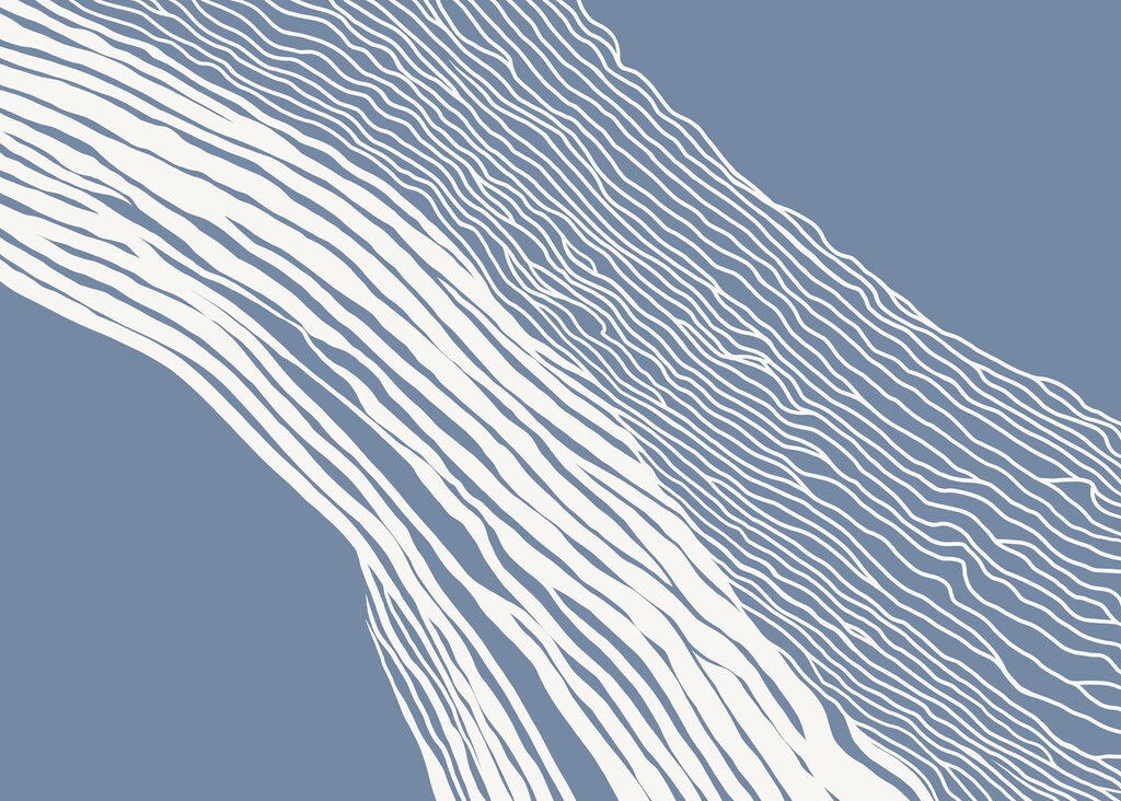 Blue and white background with white lines