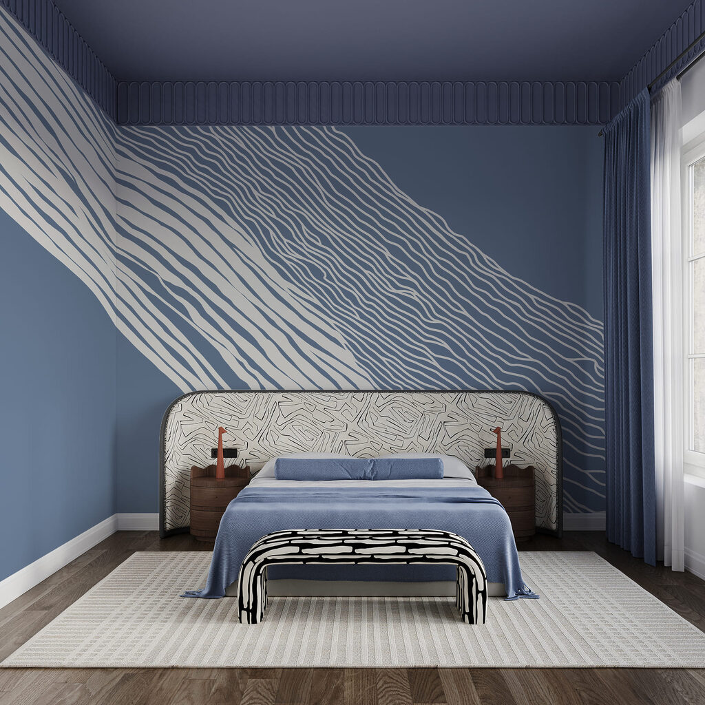 Fond bleu et blanc avec des lignes blanches