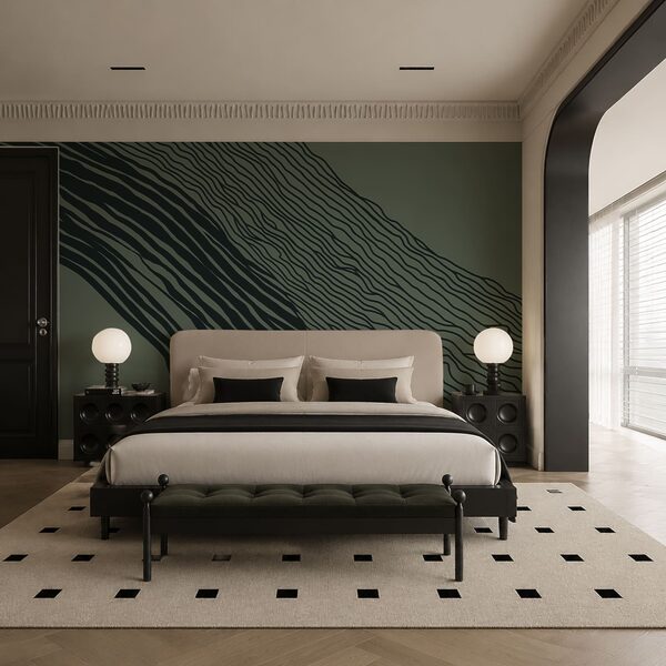 Des lignes noires et blanches sur fond vert Des lignes noires et blanches sur fond vert