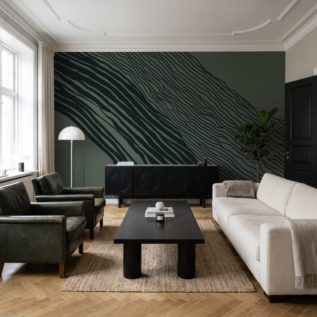 Des lignes noires et blanches sur fond vert Des lignes noires et blanches sur fond vert