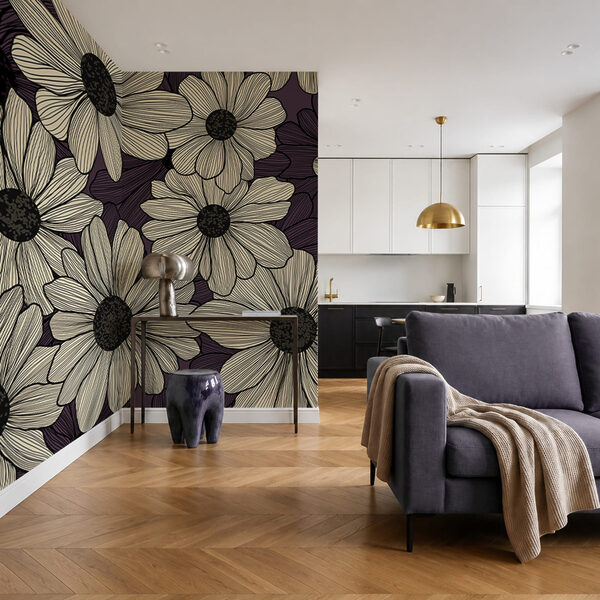 Motif floral éclatant aux tons sombres Motif floral éclatant aux tons sombres