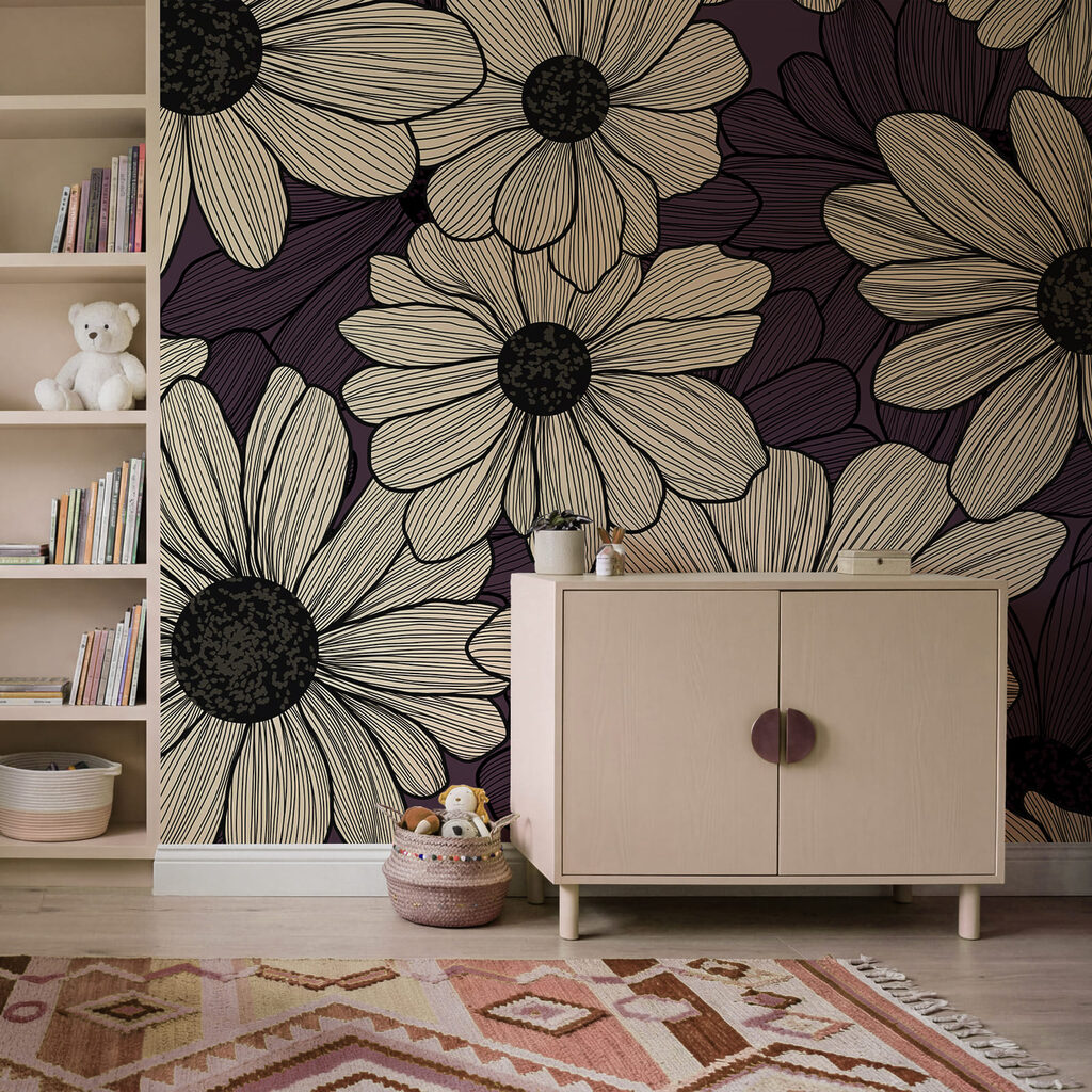 Motif floral éclatant aux tons sombres Motif floral éclatant aux tons sombres