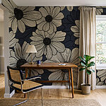 Papier peint Composition florale sur fond bleu