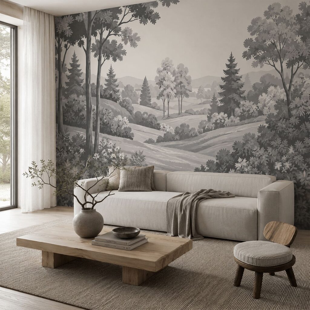Paysage avec des arbres et des collines Paysage avec des arbres et des collines