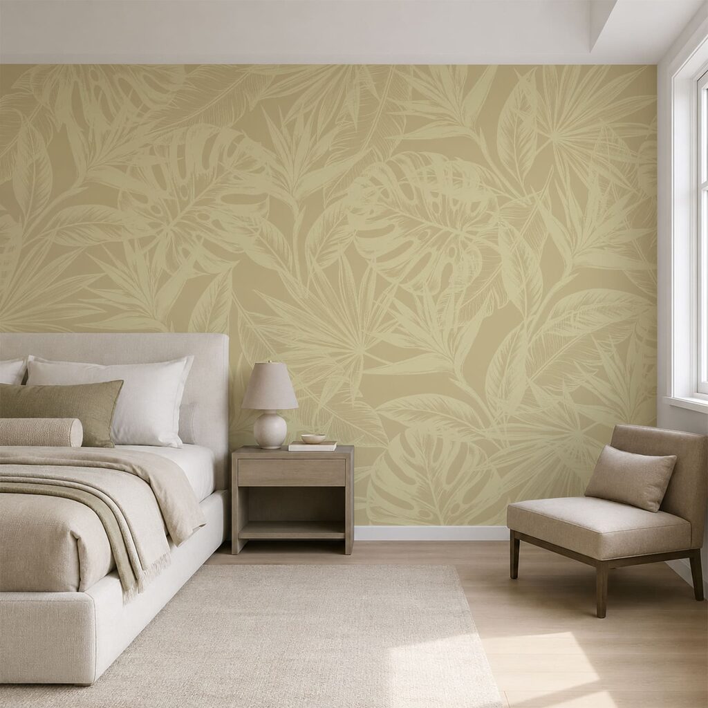 Motif de feuilles sur fond beige Motif de feuilles sur fond beige