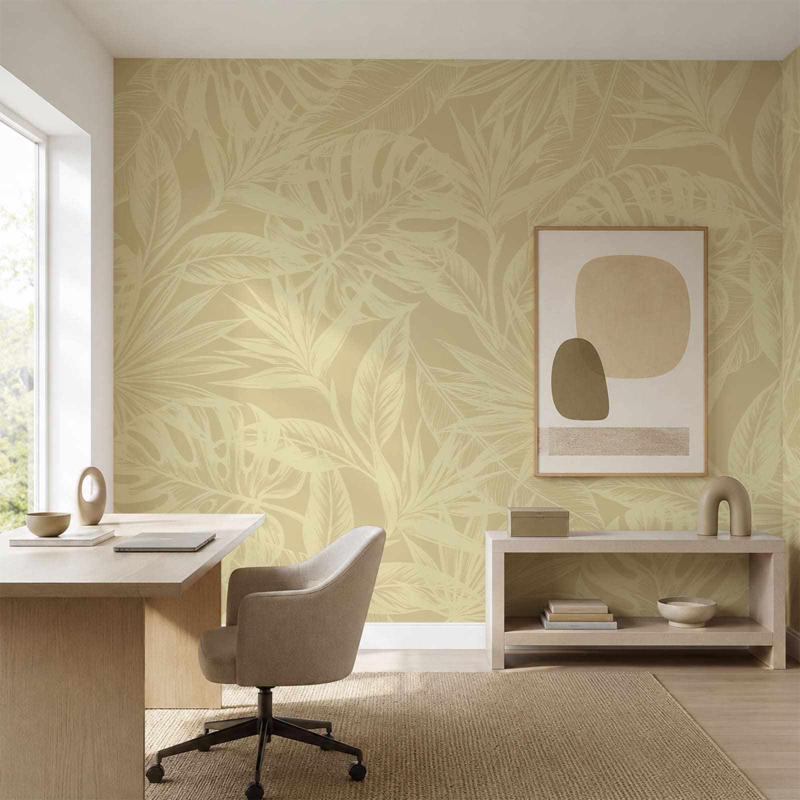 Motif de feuilles sur fond beige Motif de feuilles sur fond beige