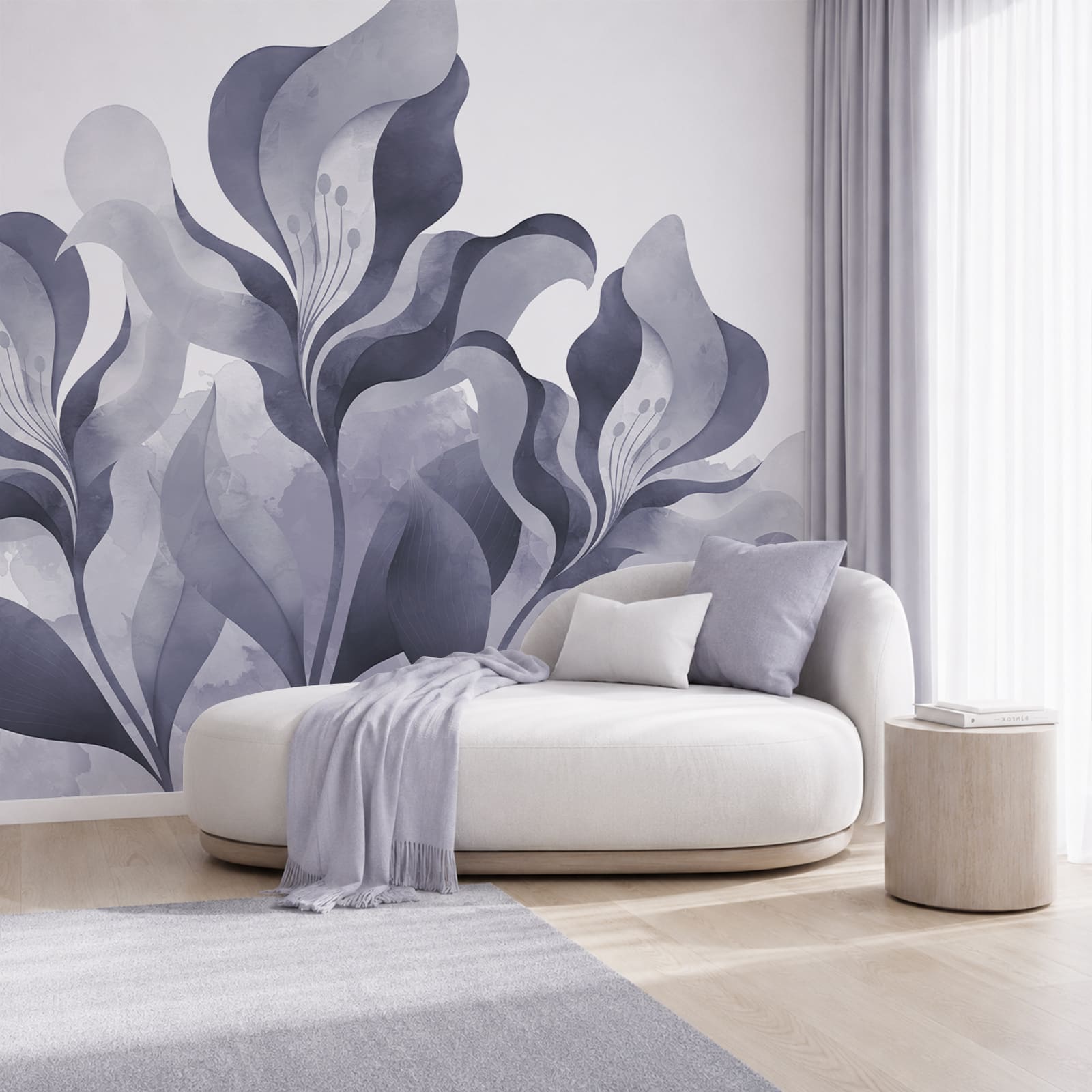 Motif floral abstrait et élégant, en gris Motif floral abstrait et élégant, en gris