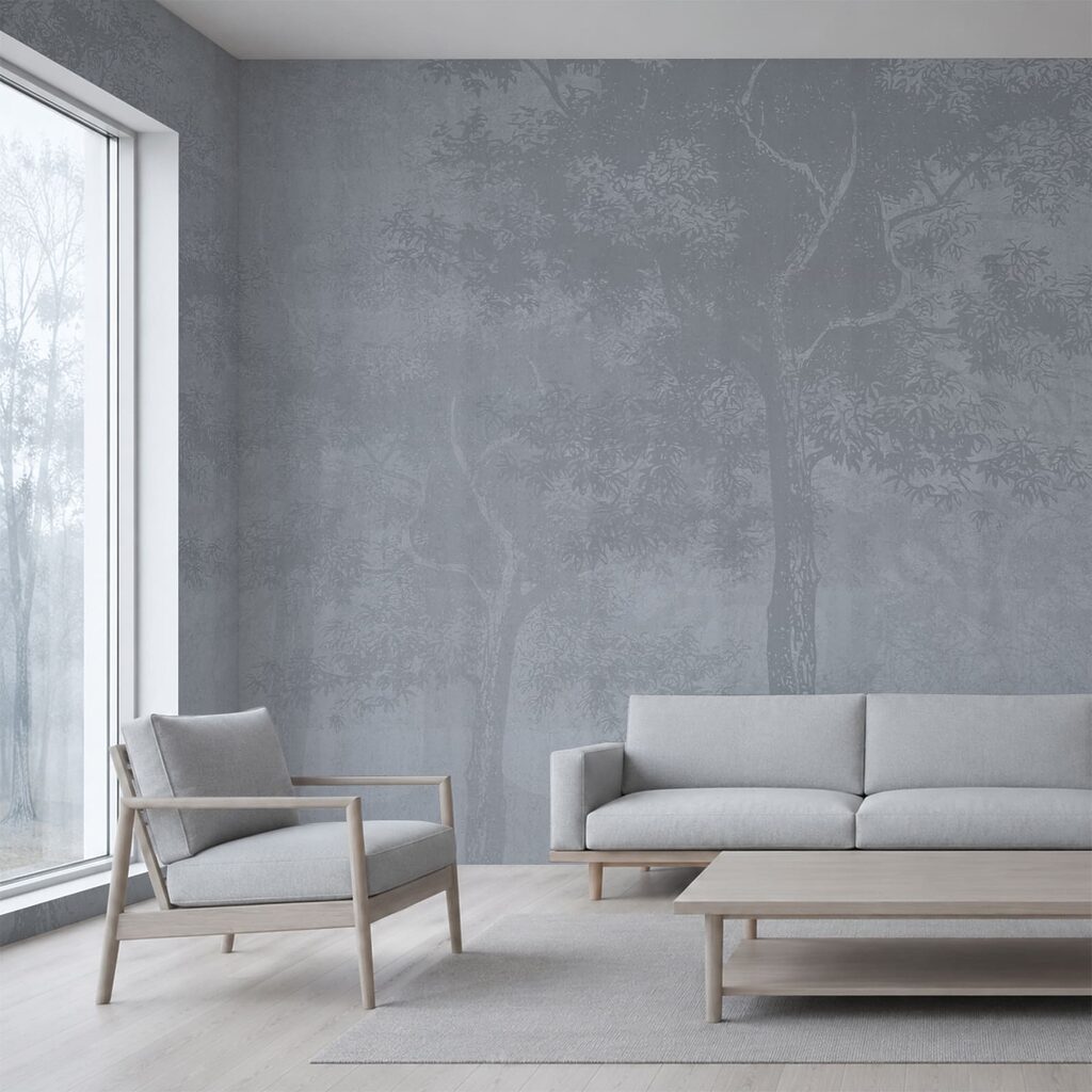 Fond gris avec des arbres