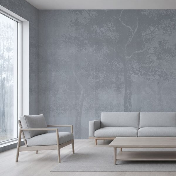 Fond gris avec des arbres
