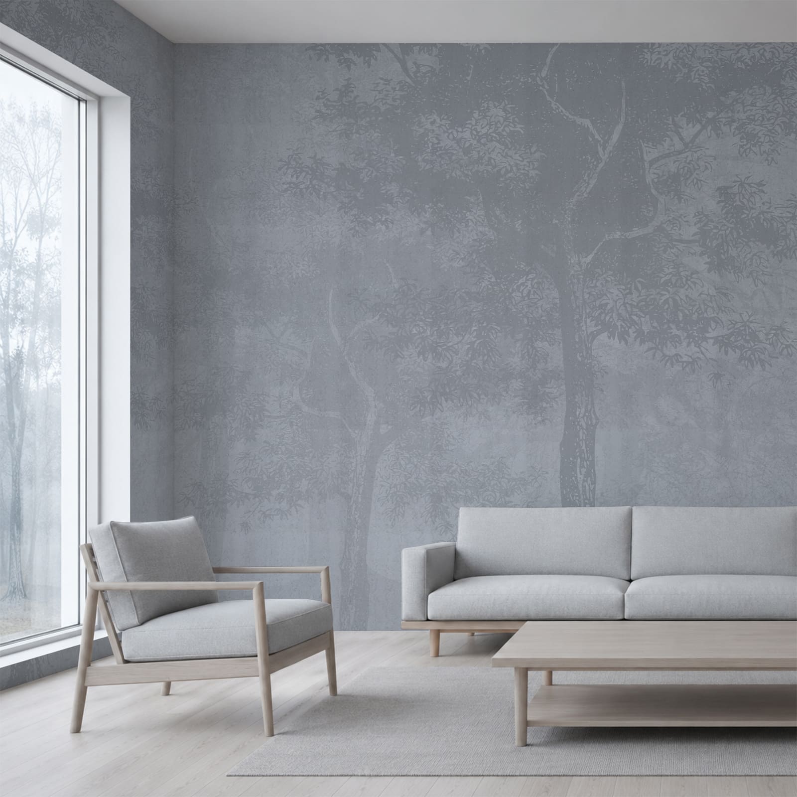 Fond gris avec des arbres