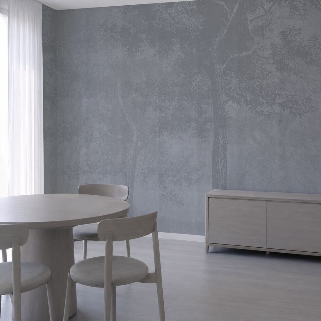 Fond gris avec des arbres