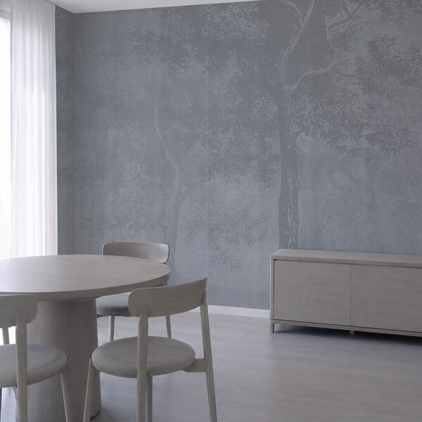 Fond gris avec des arbres