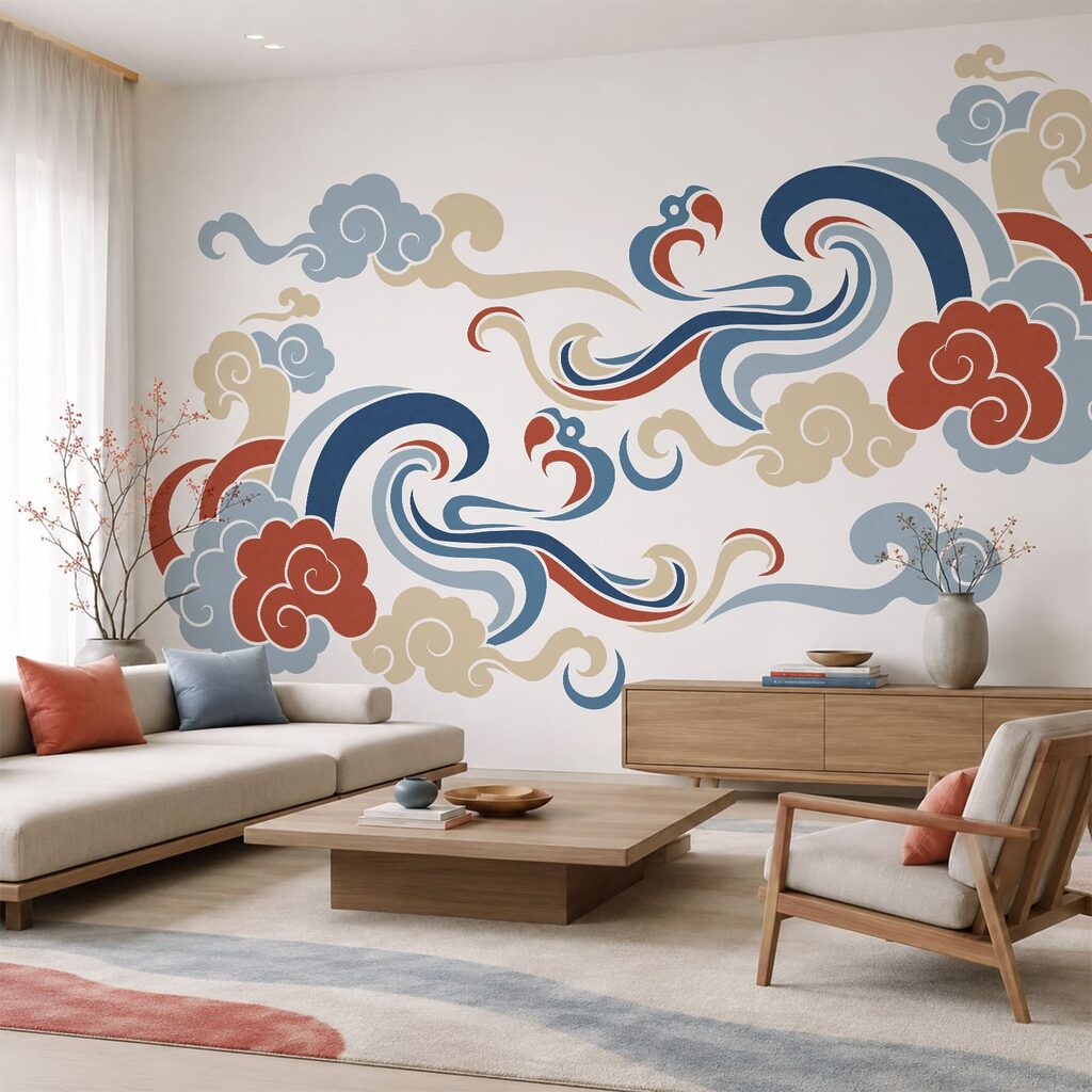 Motifs de nuages et de fleurs Motifs de nuages et de fleurs