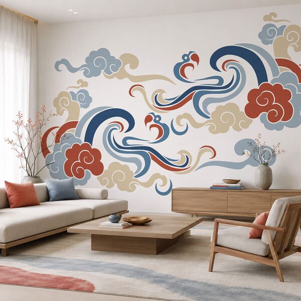 Motifs de nuages et de fleurs Motifs de nuages et de fleurs
