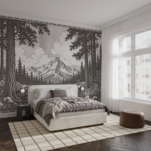 Paysage avec des arbres et des montagnes