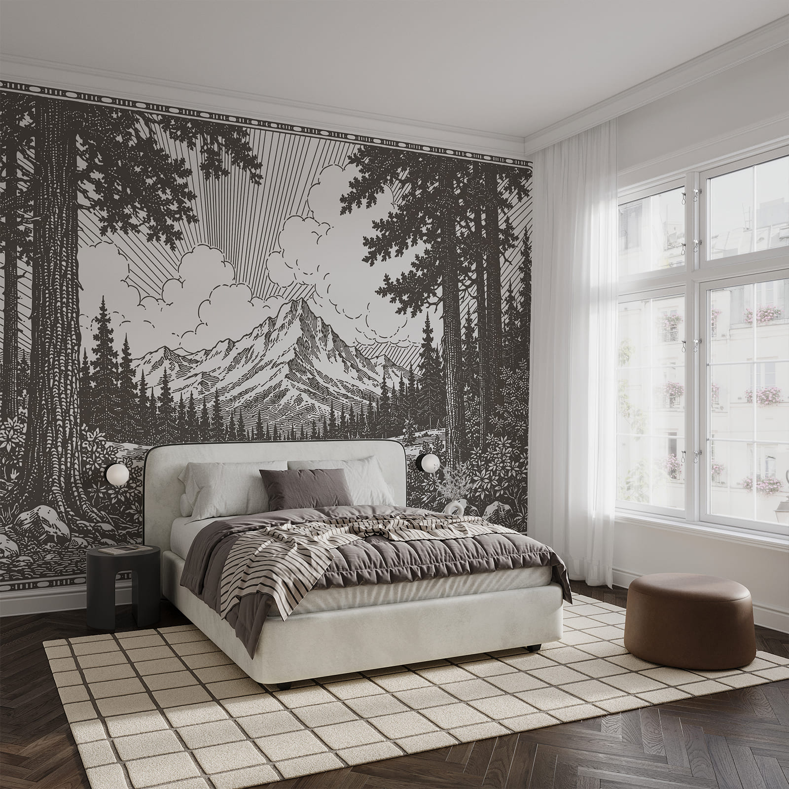 Paysage avec des arbres et des montagnes