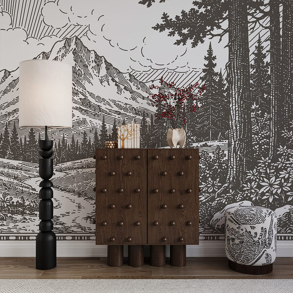 Paysage avec des arbres et des montagnes