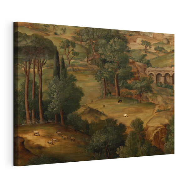 Peinture représentant un paysage avec des arbres et des animaux Tableaux Peinture représentant un paysage avec des arbres et des animaux