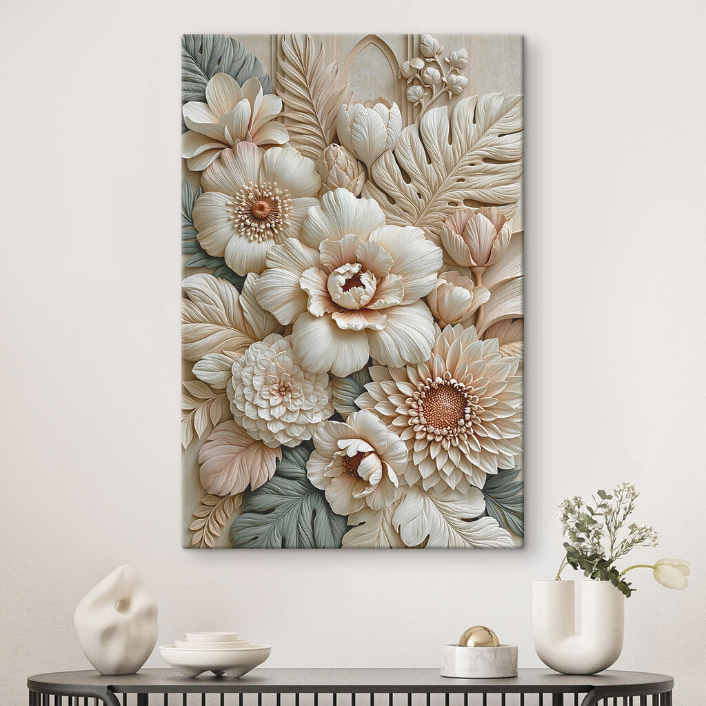 Delicate floral arrangement in relief Delicate floral arrangement in relief