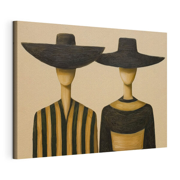 Tableaux Tableaux Deux mannequins en bois coiffés de chapeaux (UGS : s49829)