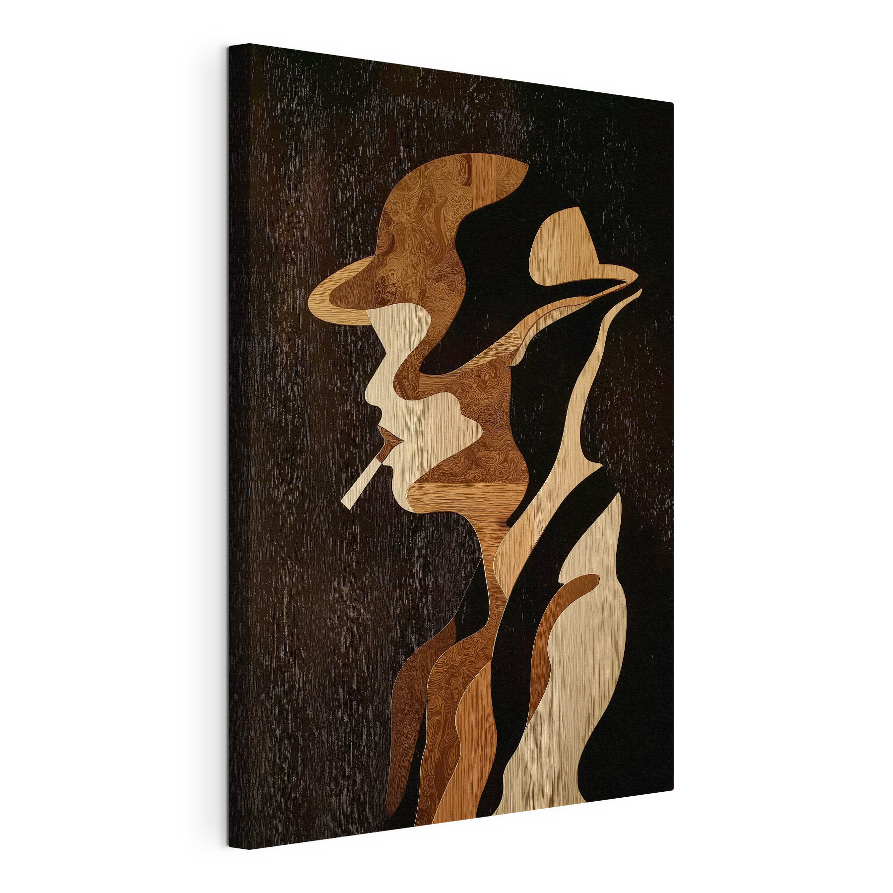 Wood carving of a man smoking a cigarette Wood carving of a man smoking a cigarette