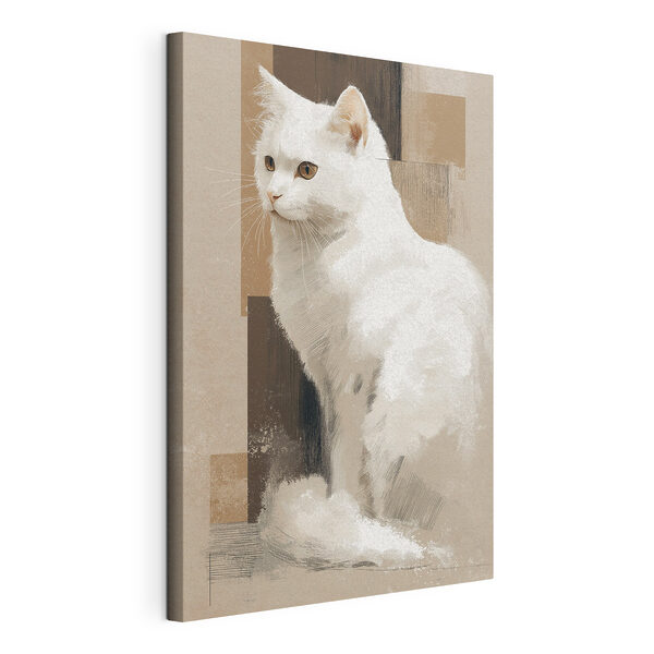 Tableaux Chat blanc assis sur une surface marron (UGS : s49837) Tableaux Tableaux Chat blanc assis sur une surface marron (UGS : s49837)