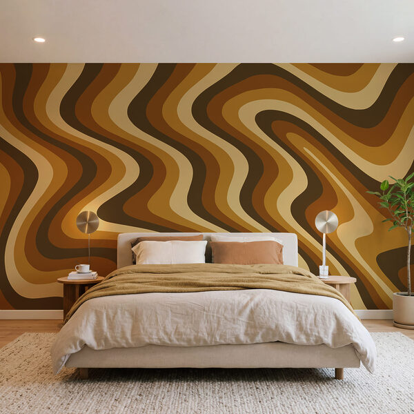 Lignes ondulées marron et beige