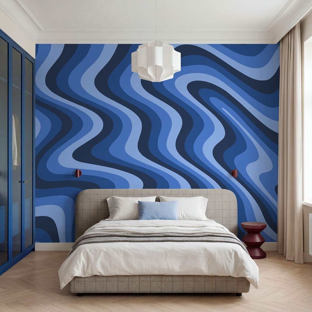 Lignes ondulées bleues et blanches Lignes ondulées bleues et blanches