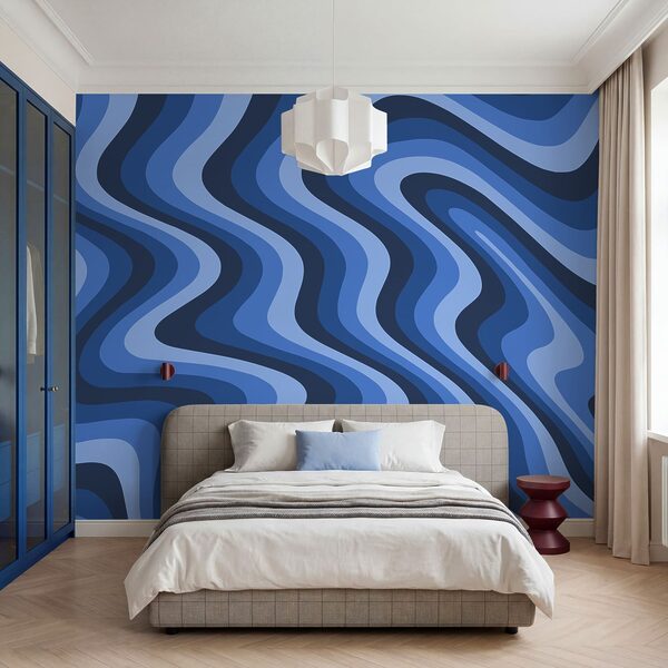 Lignes ondulées bleues et blanches Lignes ondulées bleues et blanches