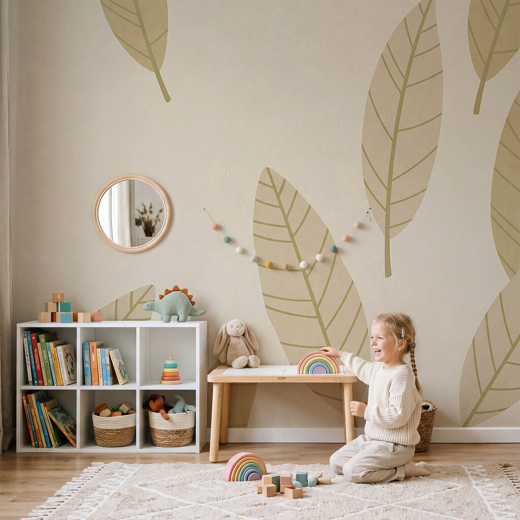 Motif de feuilles sur fond blanc