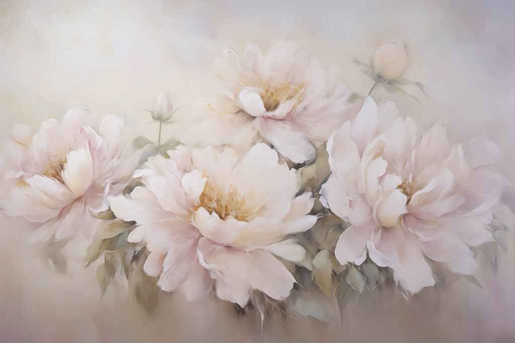 Painting of flowers on a white background Painting of flowers on a white background