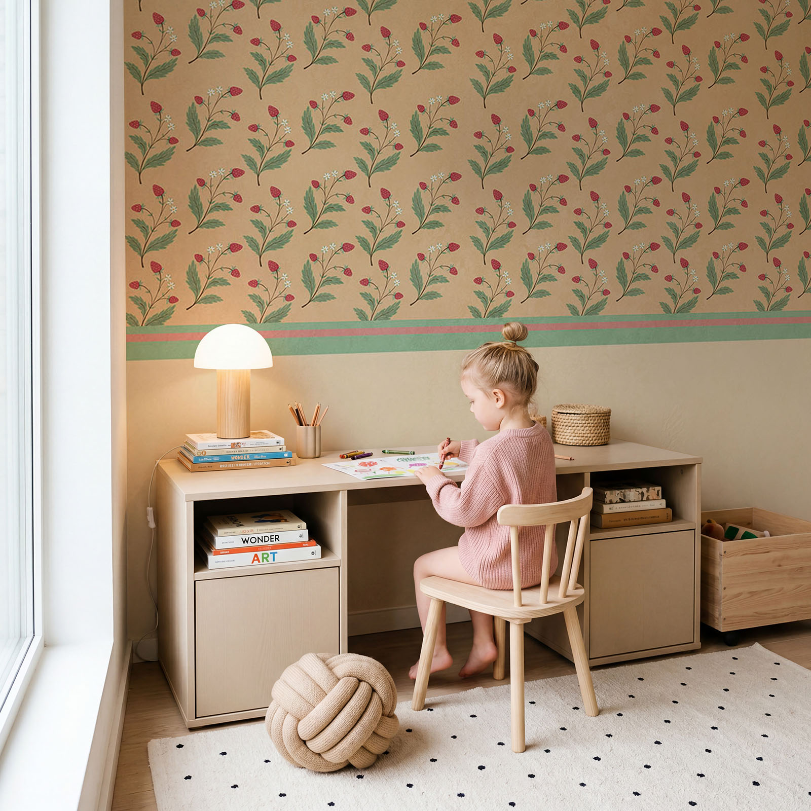 Motif de fleurs et de feuilles sur fond beige