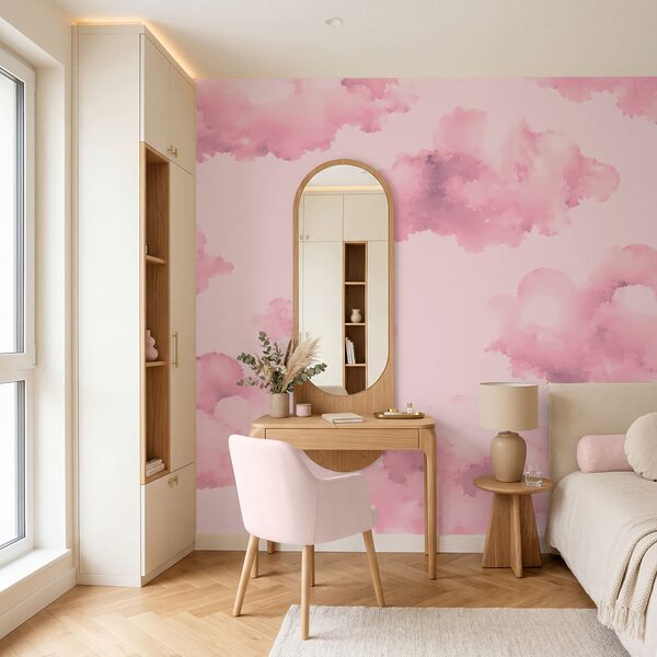Des nuages roses sur un fond rose
