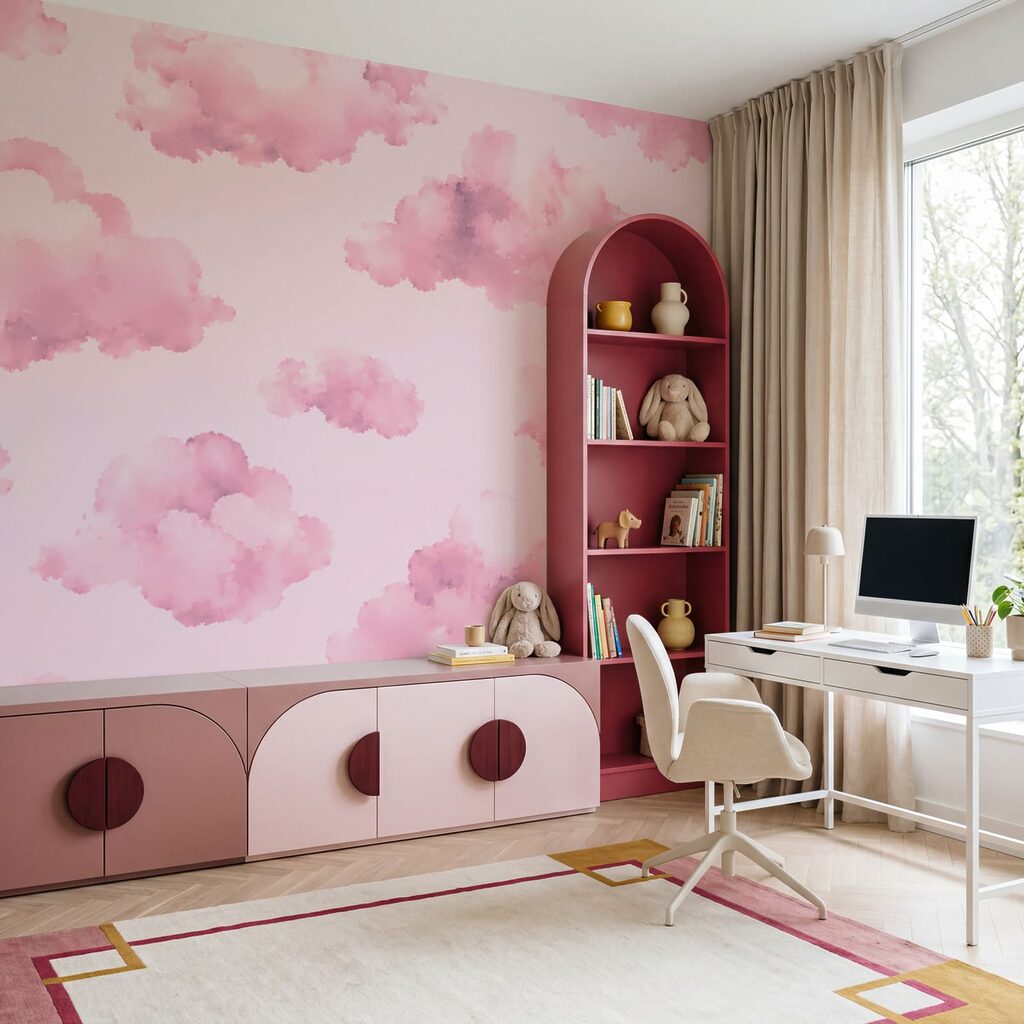 Des nuages roses sur un fond rose