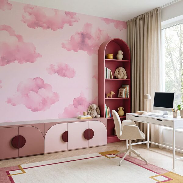 Des nuages roses sur un fond rose