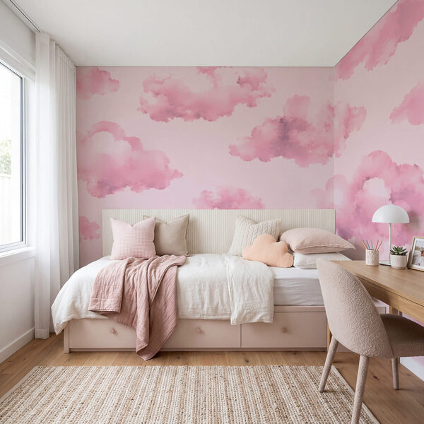 Des nuages roses sur un fond rose