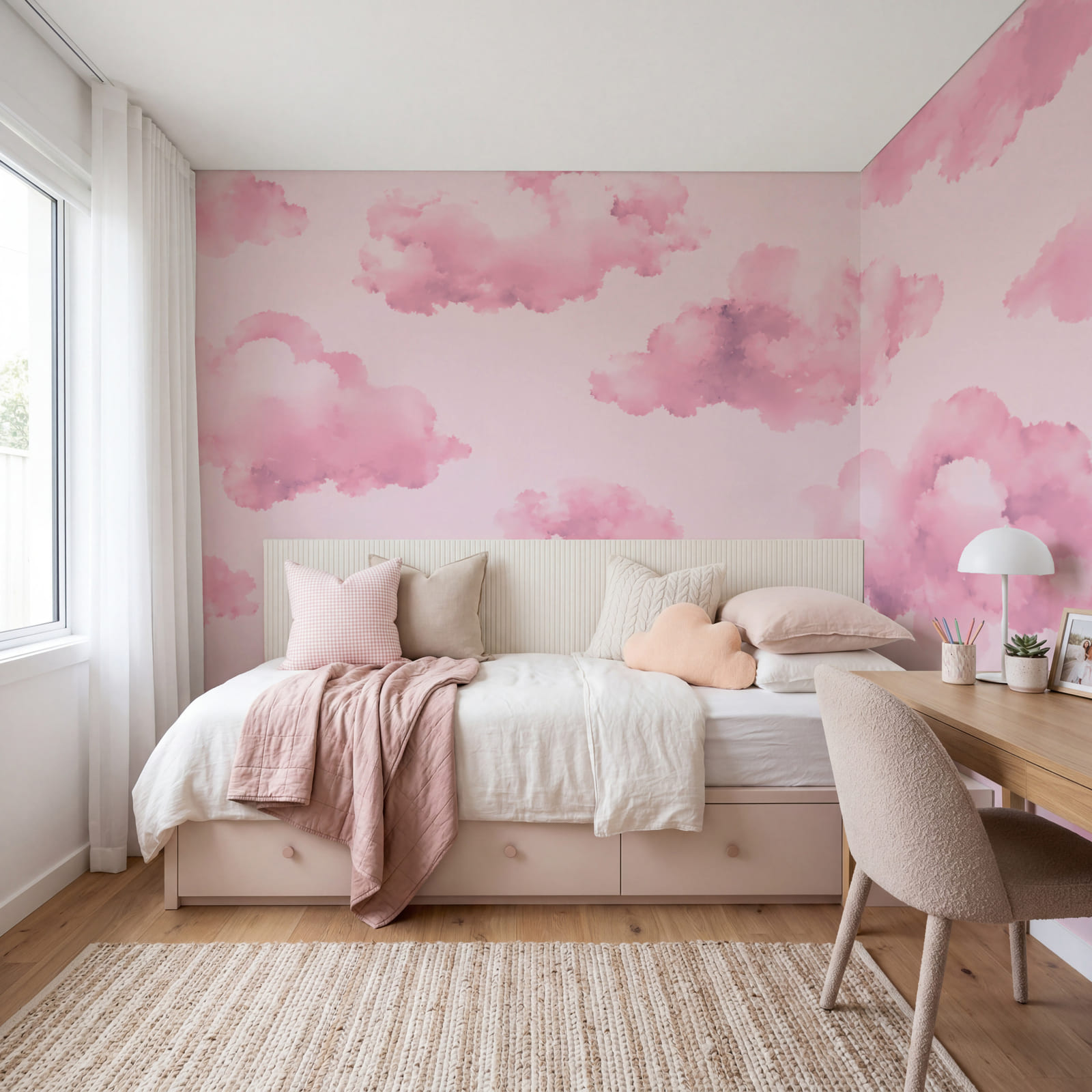 Des nuages roses sur un fond rose