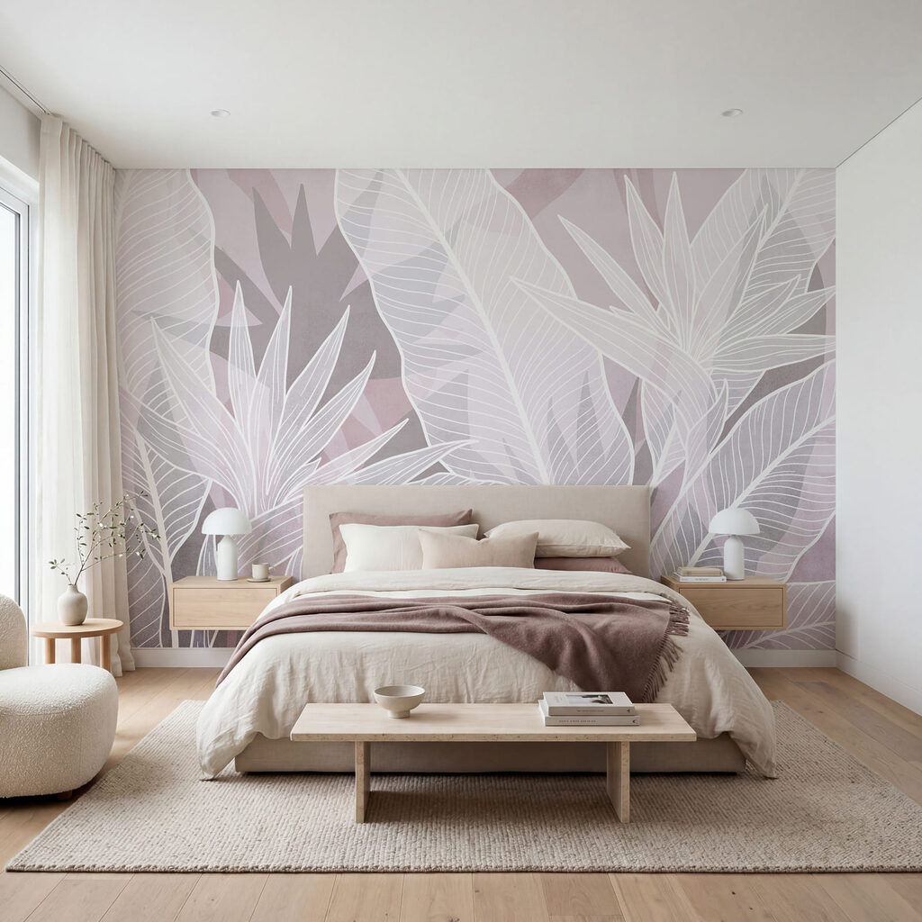 Des feuilles blanches sur fond rose Des feuilles blanches sur fond rose