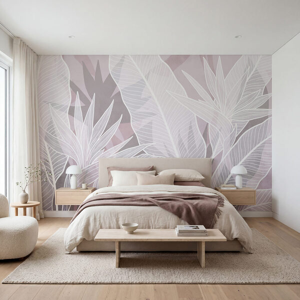 Des feuilles blanches sur fond rose Des feuilles blanches sur fond rose