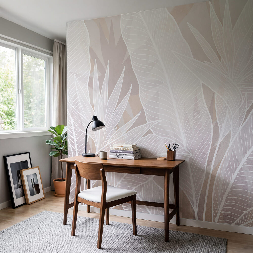 Des feuilles blanches sur fond rose