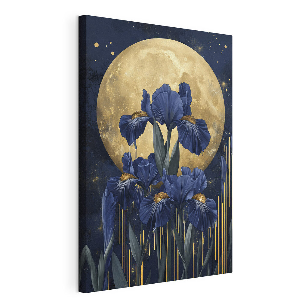 Painting of flowers and a moon Painting of flowers and a moon