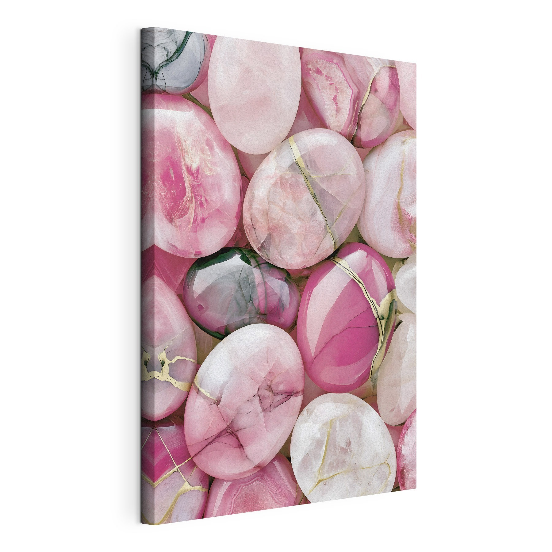 Group of pink and white oval shaped stones