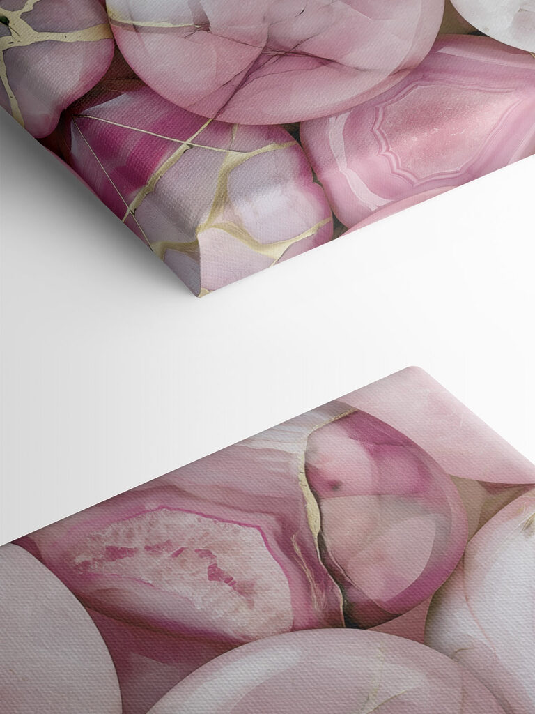Group of pink and white oval shaped stones