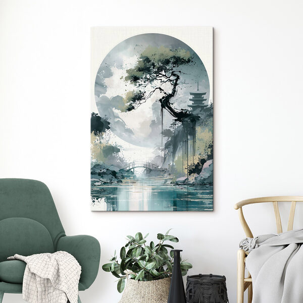Painting of a bridge and a tree Painting of a bridge and a tree