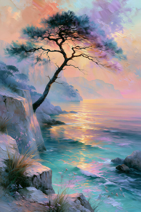 Tree on a cliff by the water