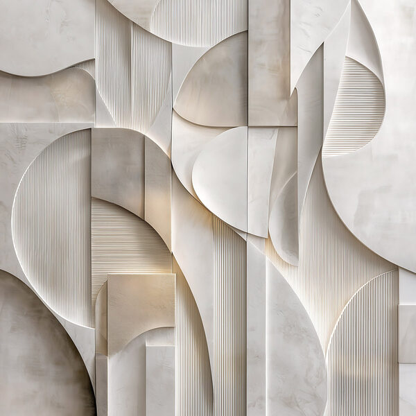 White wall with geometric shapes White wall with geometric shapes