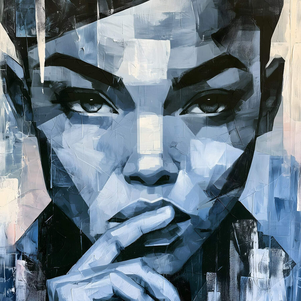 Painting of a woman with her finger on her mouth Painting of a woman with her finger on her mouth